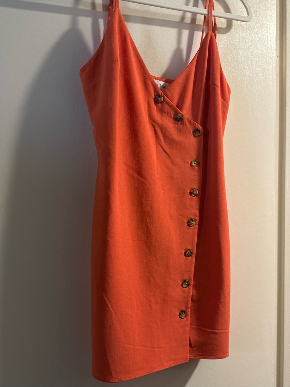 REVOLVE Privacy Please Coral-Orange Button-Front Mini Dress